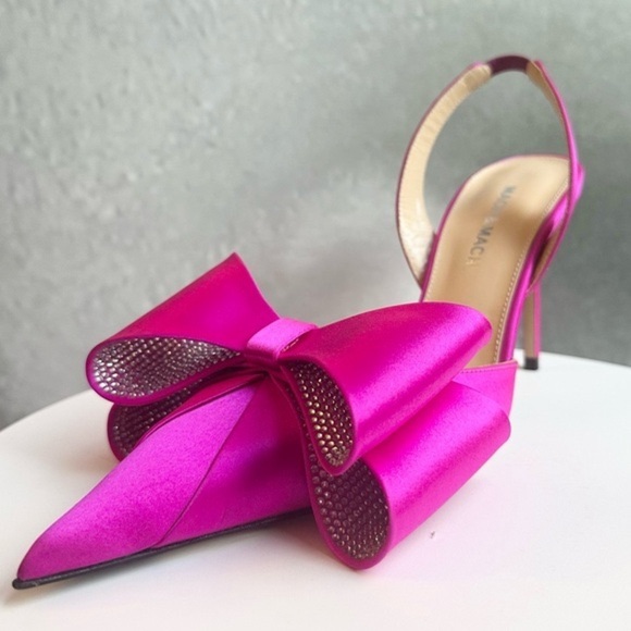 🌺MACH & MACH🌺Le Cadeau 110mm Satin Slingback Fuchsia Pink Pumps Size: 37 - Picture 7 of 15